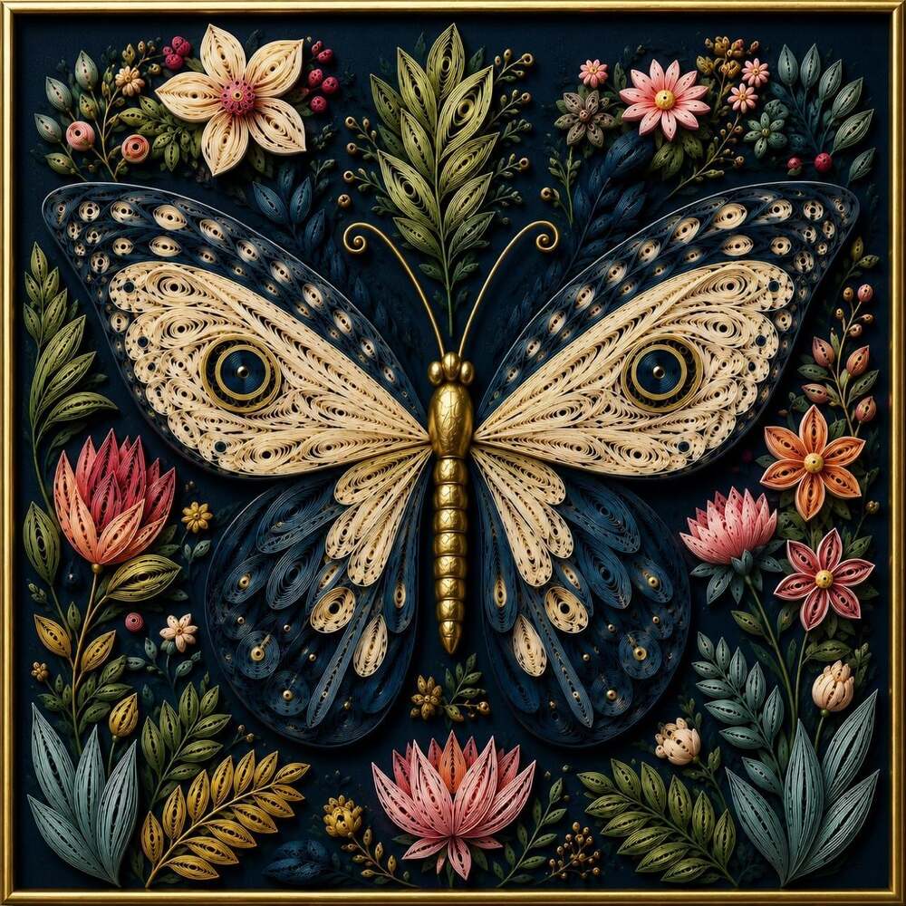 8 X 8 Black Framed Quilled Blue 66 Af